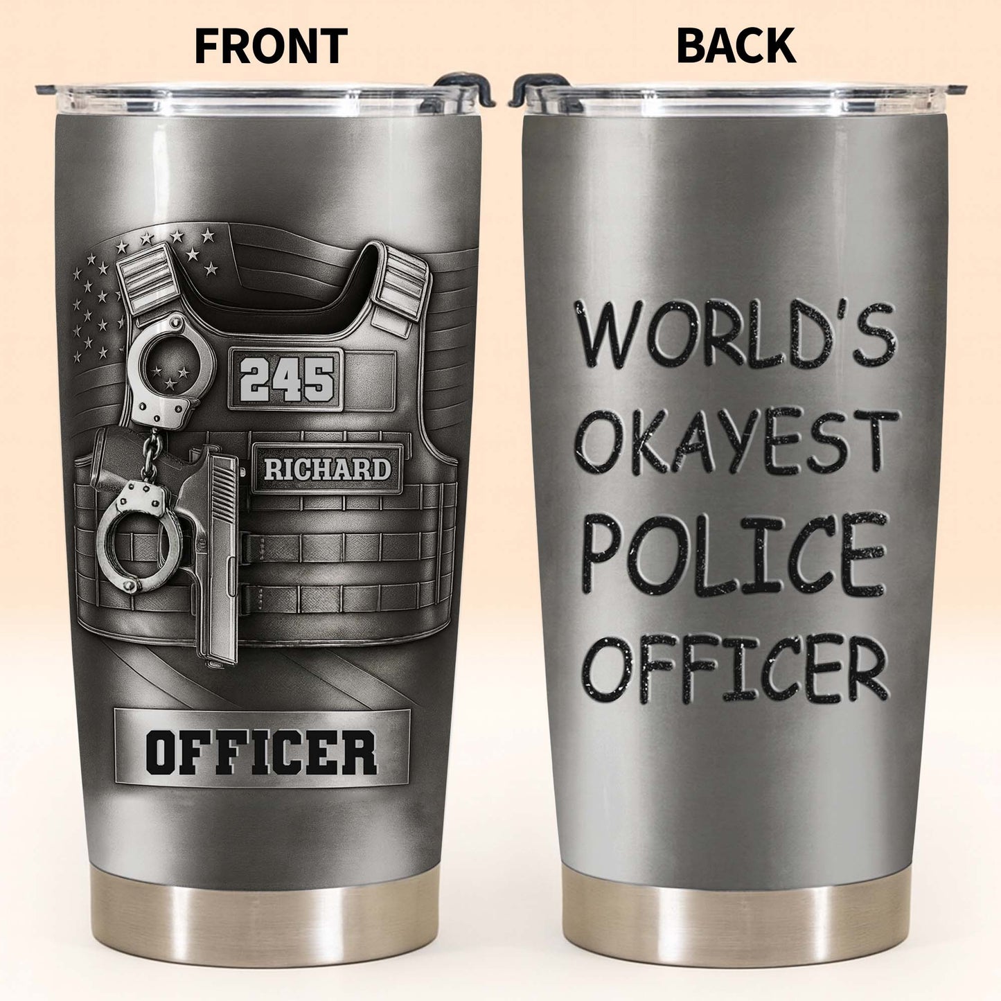 World's Okayest Police Officer, Police Vest Handcuff Gun