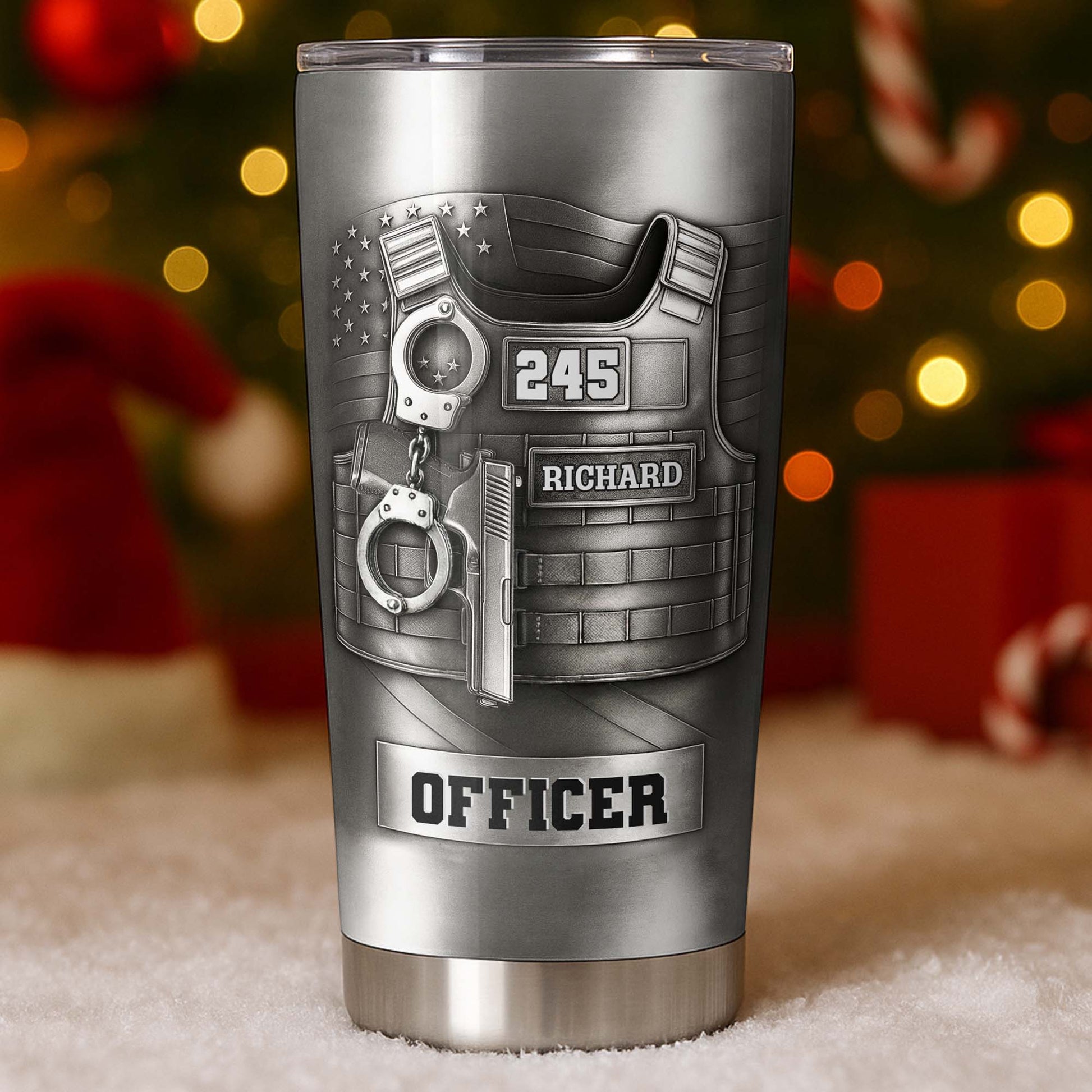 World's Okayest Police Officer, Police Vest Handcuff Gun