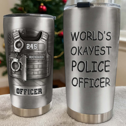 World's Okayest Police Officer, Police Vest Handcuff Gun