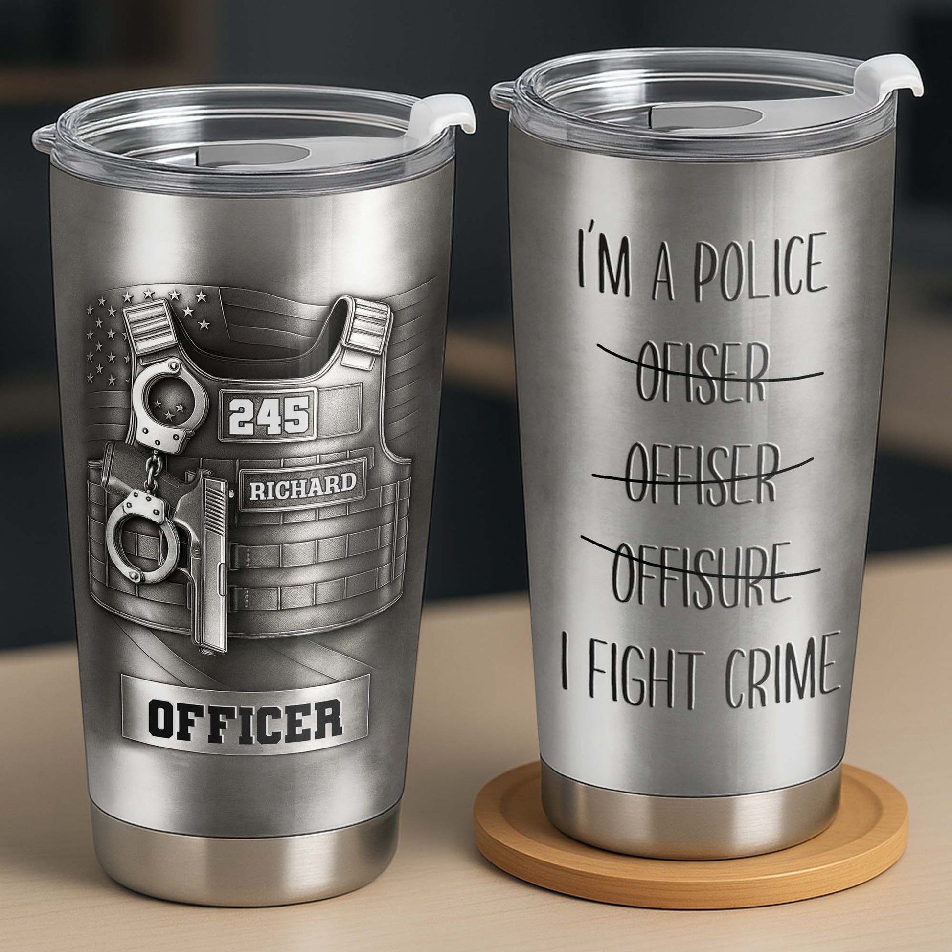 I'm A Police Officer I Fight Crime, Police Badge And Handcuffs