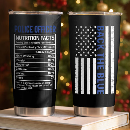 Police Officer Nutrition Facts, American Flag and Thin Blue Line