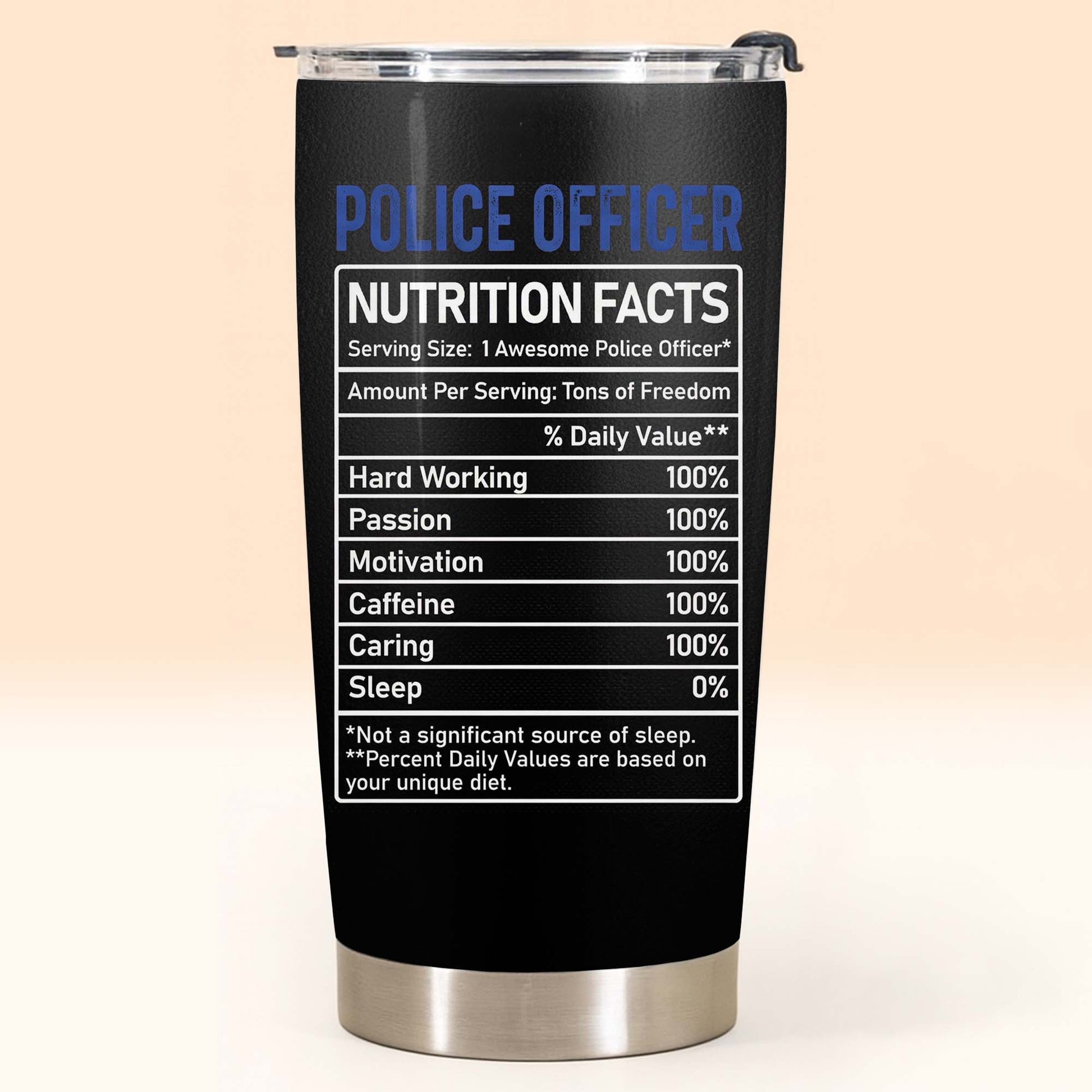 Police Officer Nutrition Facts, American Flag and Thin Blue Line