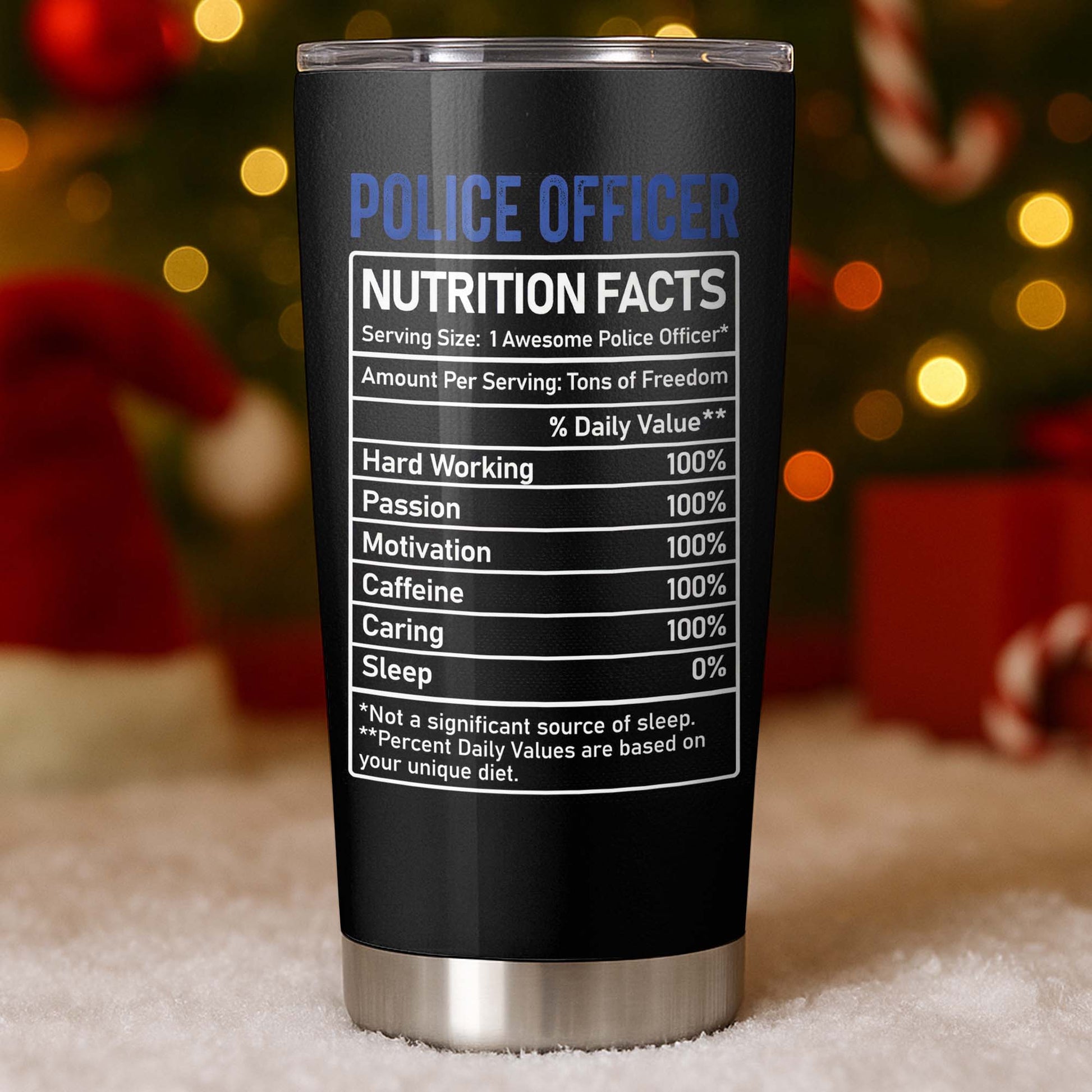 Police Officer Nutrition Facts, American Flag and Thin Blue Line