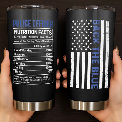 Police Officer Nutrition Facts, American Flag and Thin Blue Line
