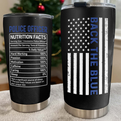 Police Officer Nutrition Facts, American Flag and Thin Blue Line