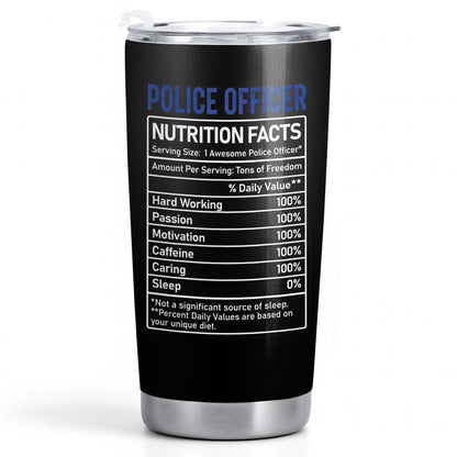 Police Officer Nutrition Facts, American Flag and Thin Blue Line