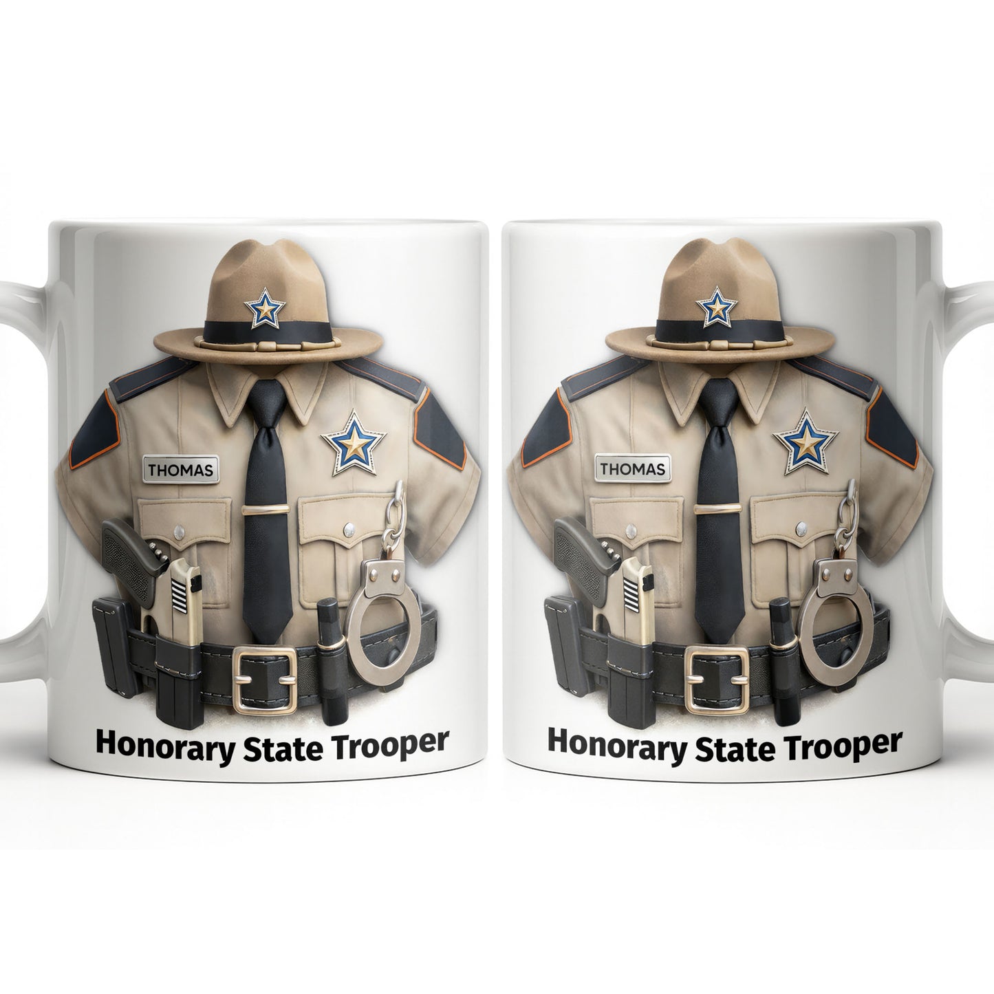 Honorary State Trooper Police Uniform Badge Handcuffs - Personalized Custom Coffee Mug - OFC053_MG