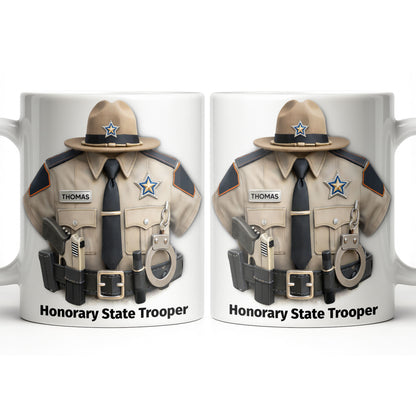 Honorary State Trooper Police Uniform Badge Handcuffs - Personalized Custom Coffee Mug - OFC053_MG