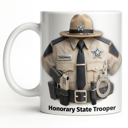 Honorary State Trooper Police Uniform Badge Handcuffs - Personalized Custom Coffee Mug - OFC053_MG