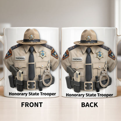 Honorary State Trooper Police Uniform Badge Handcuffs - Personalized Custom Coffee Mug - OFC053_MG