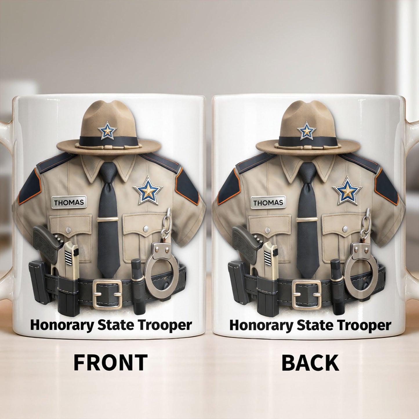 Honorary State Trooper Police Uniform Badge Handcuffs - Personalized Custom Coffee Mug - OFC053_MG
