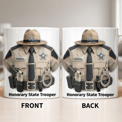 Honorary State Trooper Police Uniform Badge Handcuffs - Personalized Custom Coffee Mug - OFC053_MG