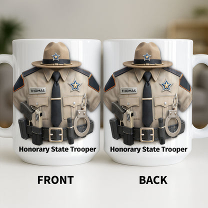 Honorary State Trooper Police Uniform Badge Handcuffs - Personalized Custom Coffee Mug - OFC053_MG