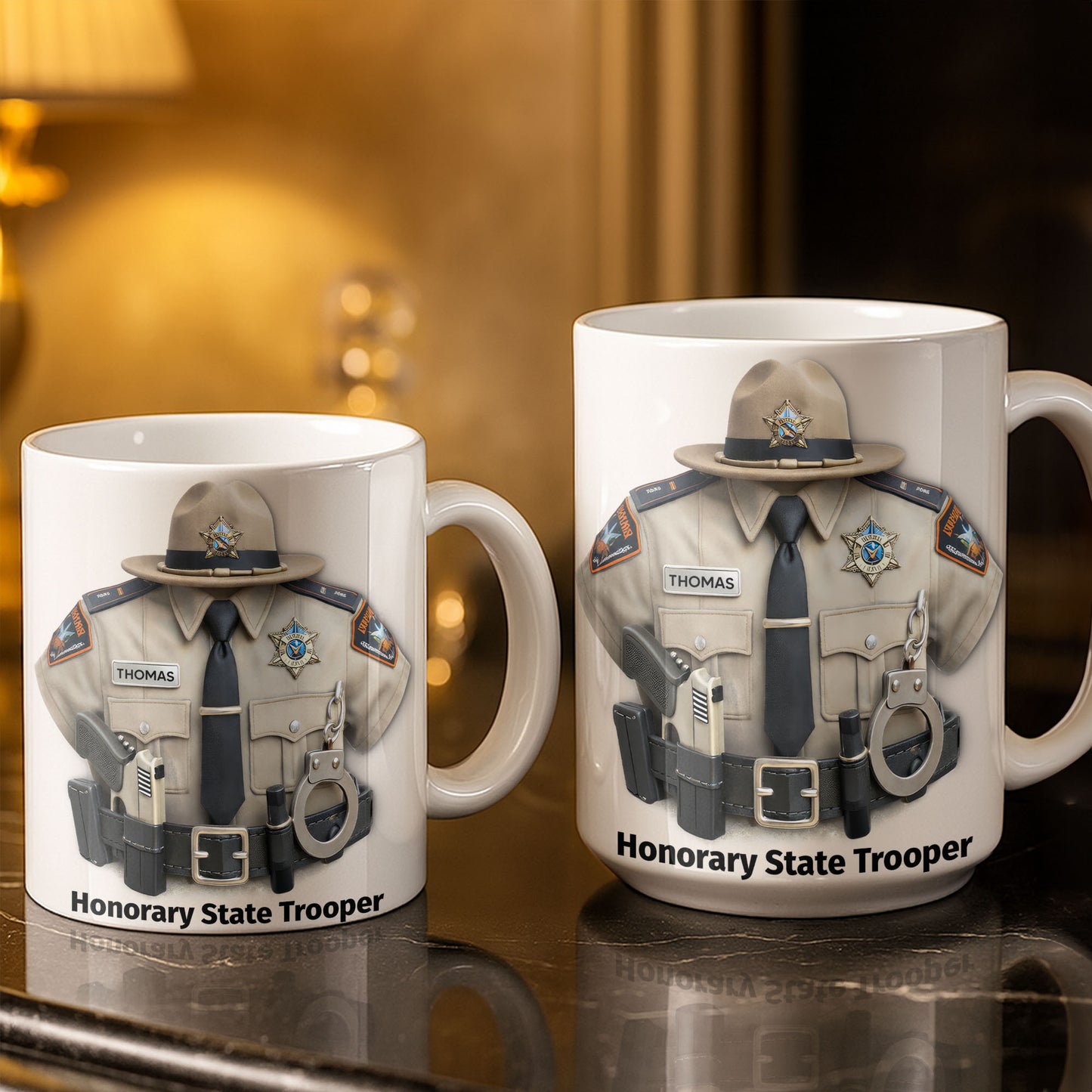 Honorary State Trooper Police Uniform Badge Handcuffs - Personalized Custom Coffee Mug - OFC053_MG