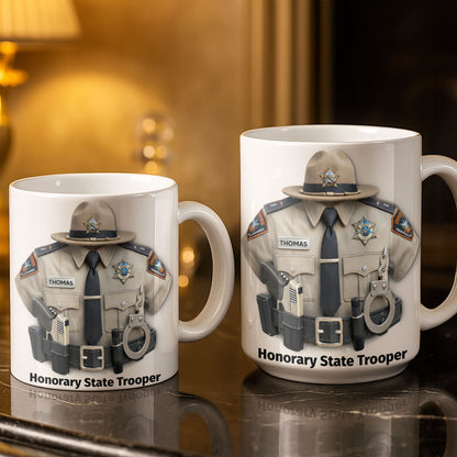 Honorary State Trooper Police Uniform Badge Handcuffs - Personalized Custom Coffee Mug - OFC053_MG