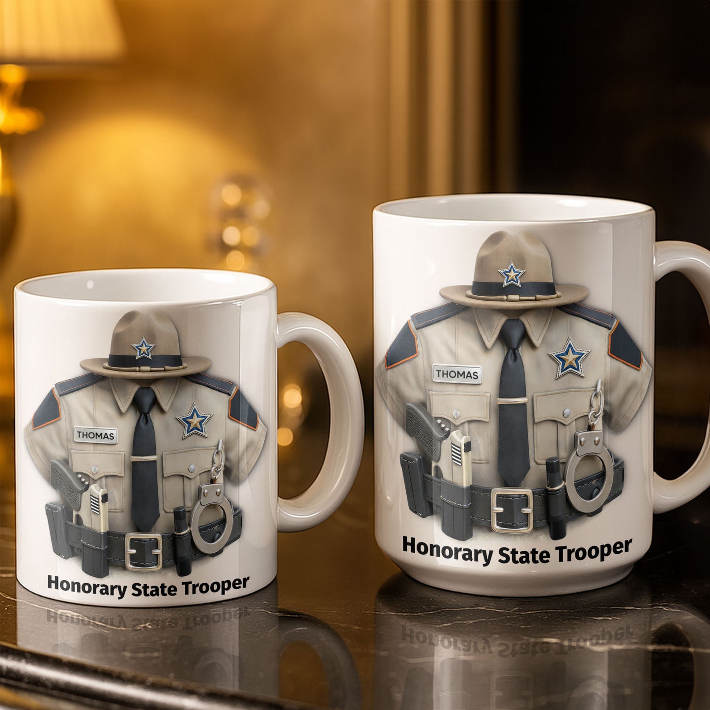 Honorary State Trooper Police Uniform Badge Handcuffs - Personalized Custom Coffee Mug - OFC053_MG