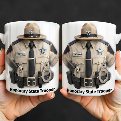 Honorary State Trooper Police Uniform Badge Handcuffs - Personalized Custom Coffee Mug - OFC053_MG