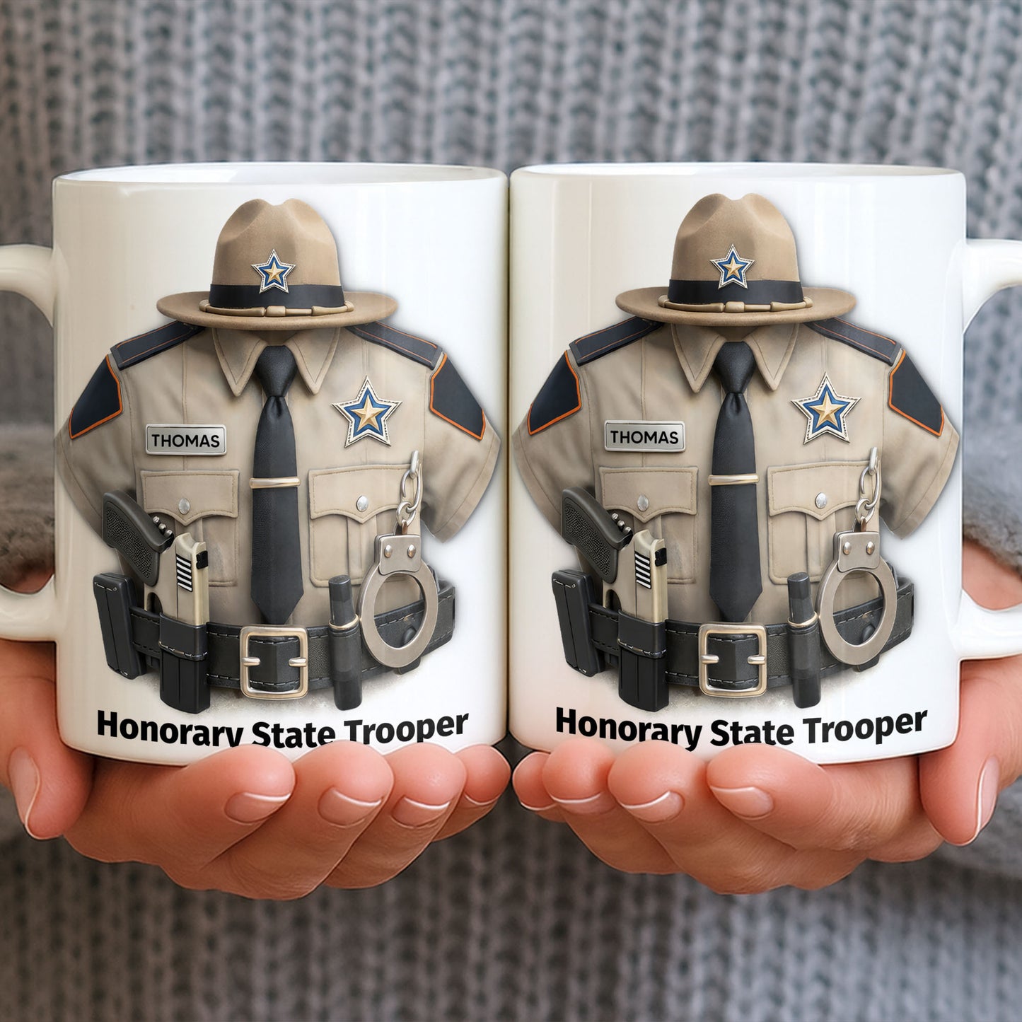 Honorary State Trooper Police Uniform Badge Handcuffs - Personalized Custom Coffee Mug - OFC053_MG