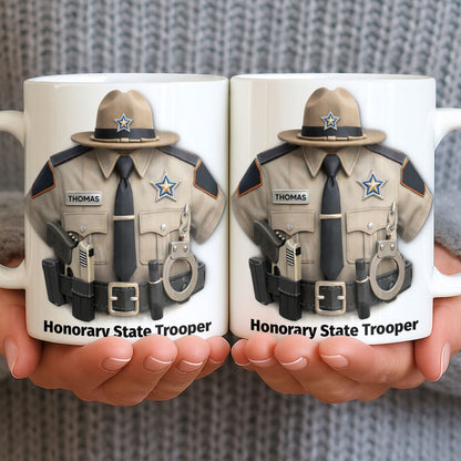 Honorary State Trooper Police Uniform Badge Handcuffs - Personalized Custom Coffee Mug - OFC053_MG