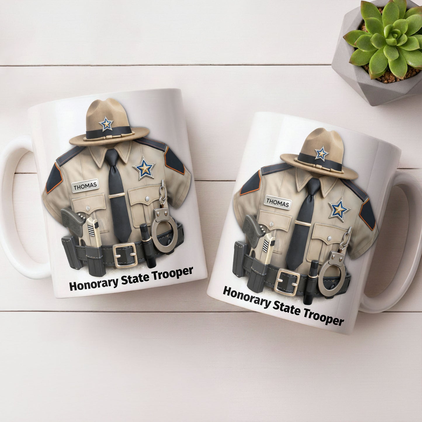 Honorary State Trooper Police Uniform Badge Handcuffs - Personalized Custom Coffee Mug - OFC053_MG