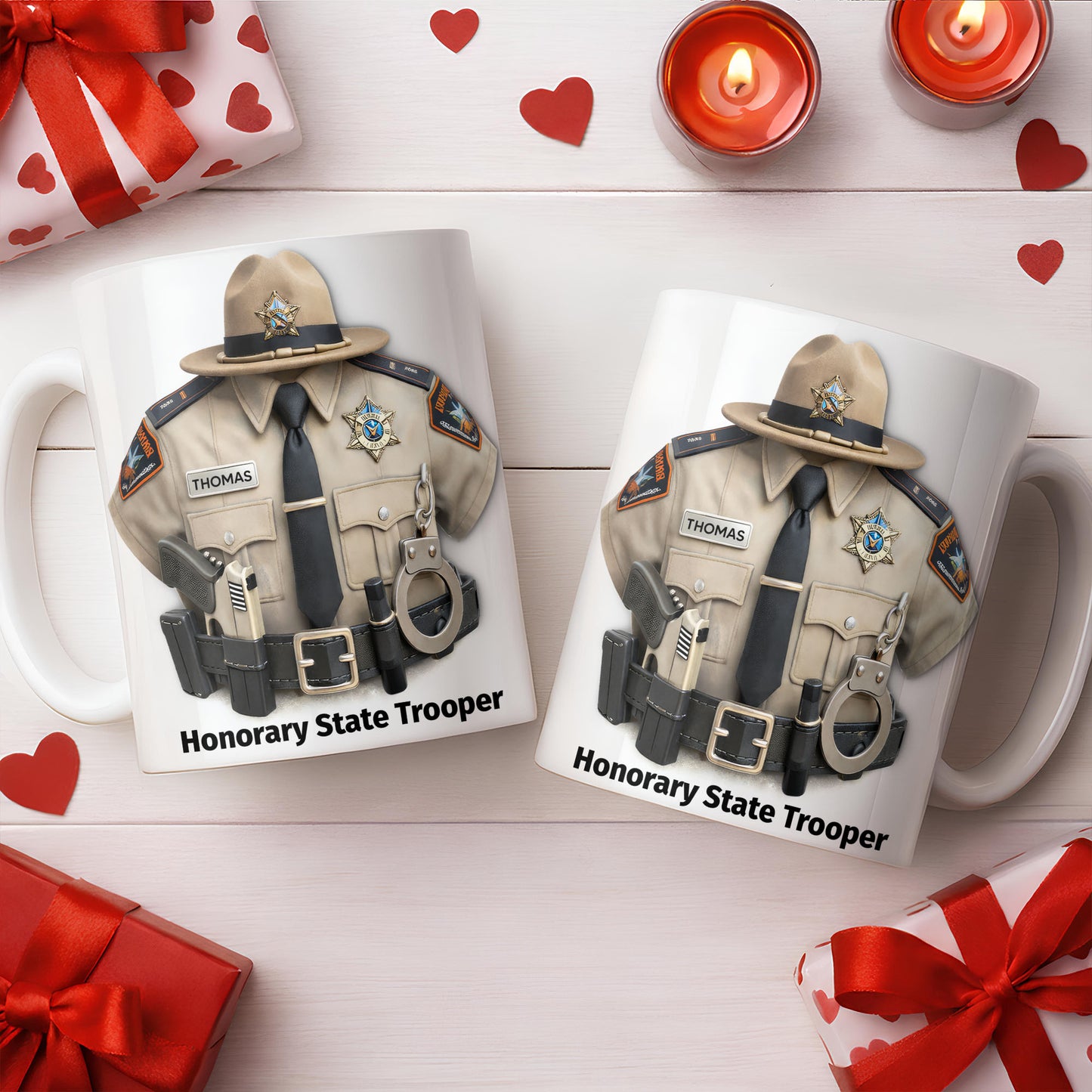 Honorary State Trooper Police Uniform Badge Handcuffs - Personalized Custom Coffee Mug - OFC053_MG