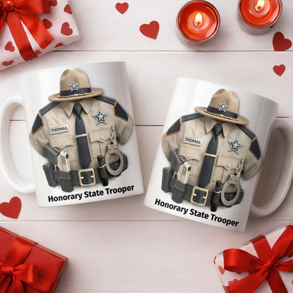 Honorary State Trooper Police Uniform Badge Handcuffs - Personalized Custom Coffee Mug - OFC053_MG