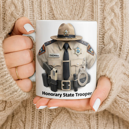 Honorary State Trooper Police Uniform Badge Handcuffs - Personalized Custom Coffee Mug - OFC053_MG
