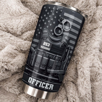 Officer Tactical Vest With American Flag And Handcuffs Design