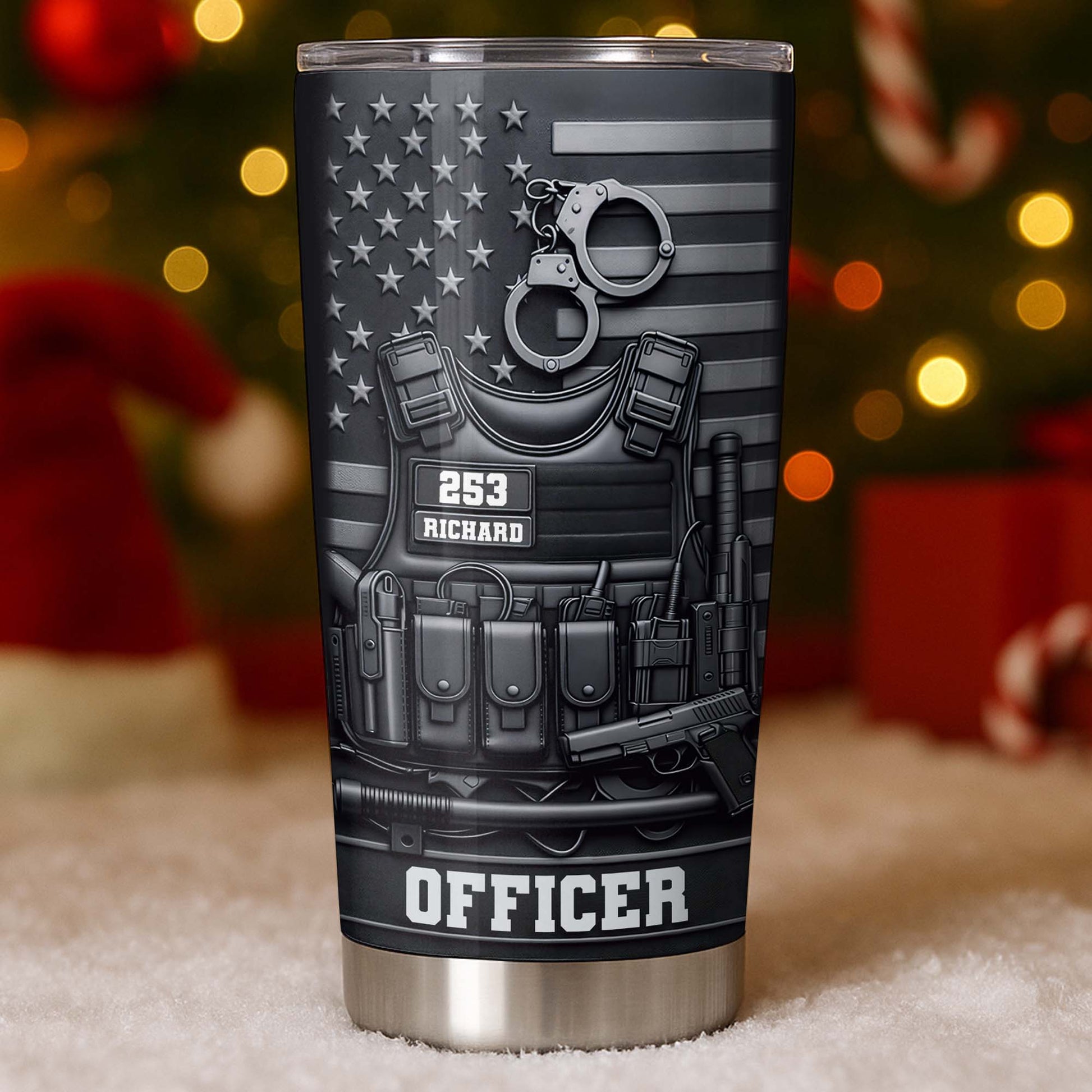 Officer Tactical Vest With American Flag And Handcuffs Design