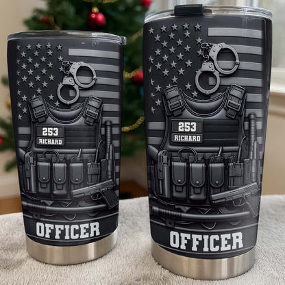 Officer Tactical Vest With American Flag And Handcuffs Design