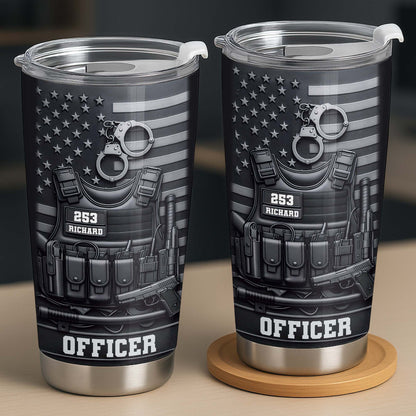 Officer Tactical Vest With American Flag And Handcuffs Design