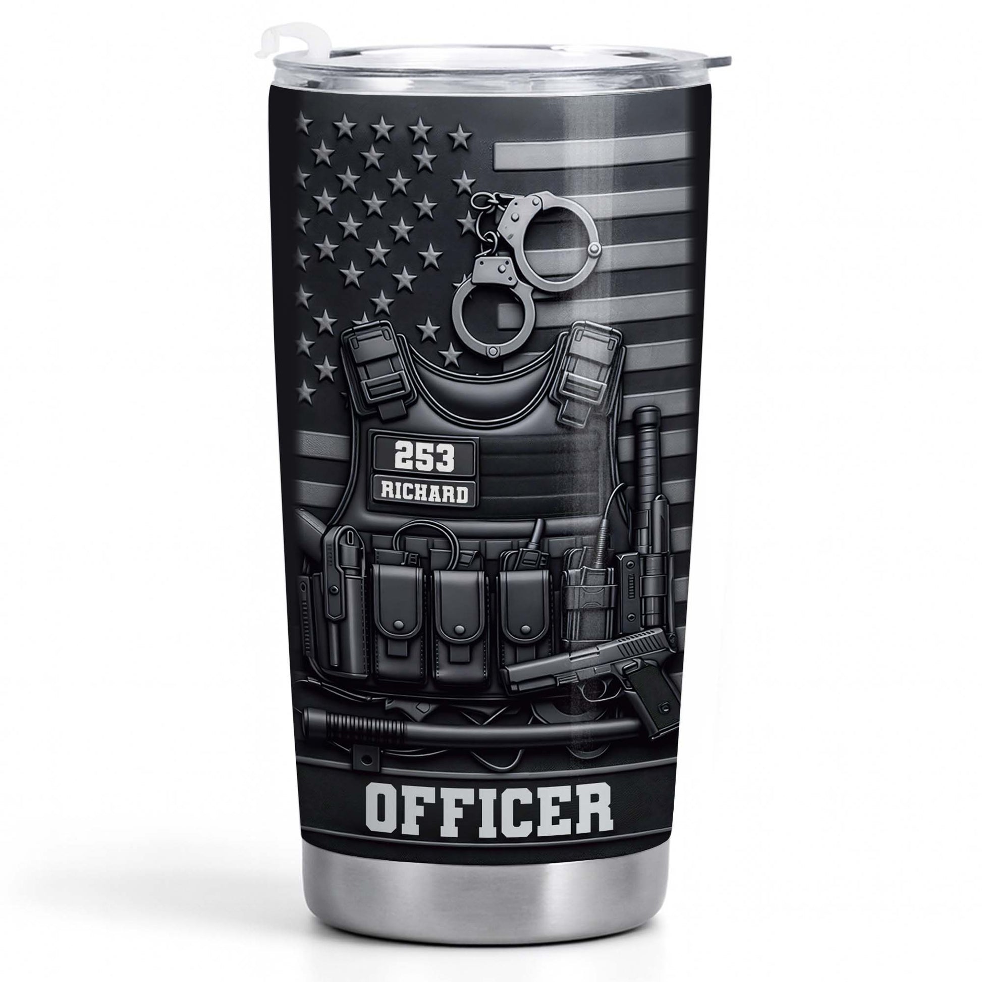 Officer Tactical Vest With American Flag And Handcuffs Design