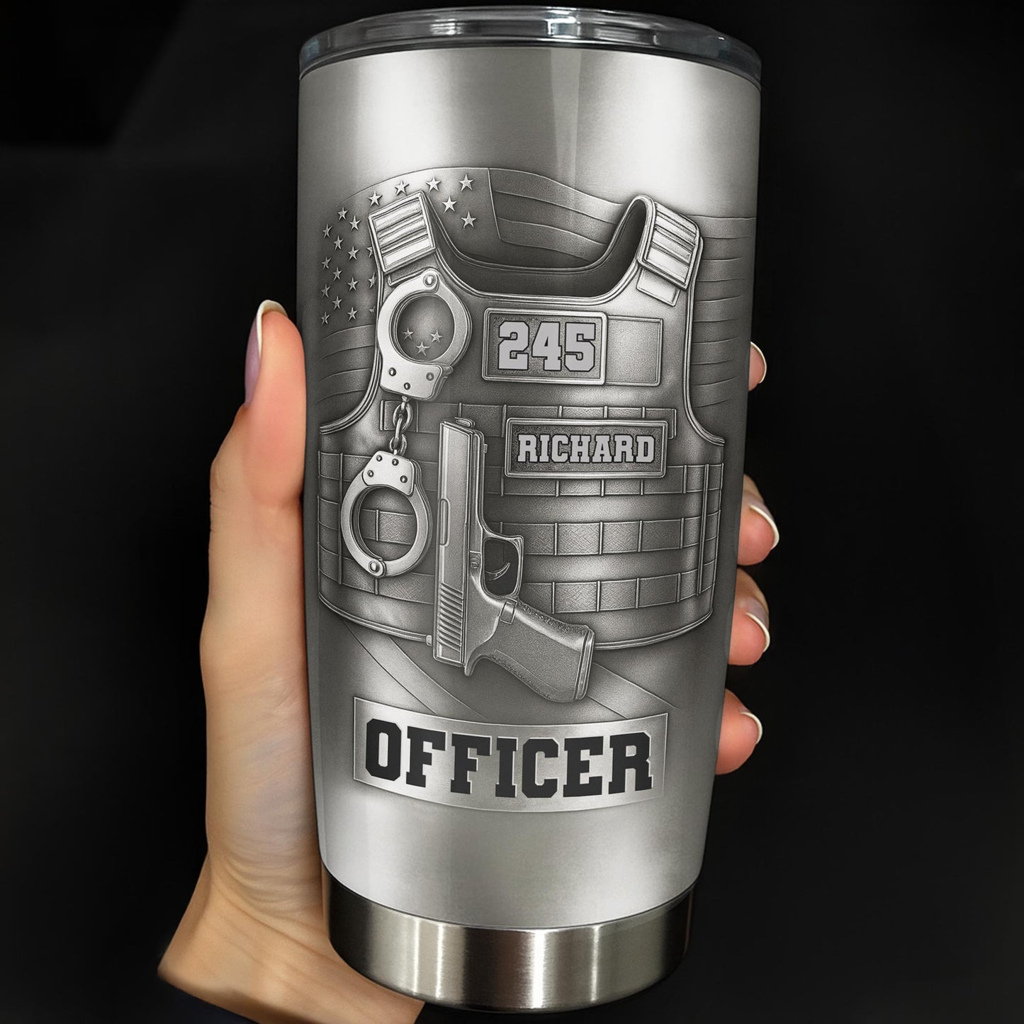 I Am A Police Officer Drive Fast And Arrest Naughty People Vest Handcuffs - Personalized Custom Stainless Steel Tumbler 20oz 30oz - OFC072_TB