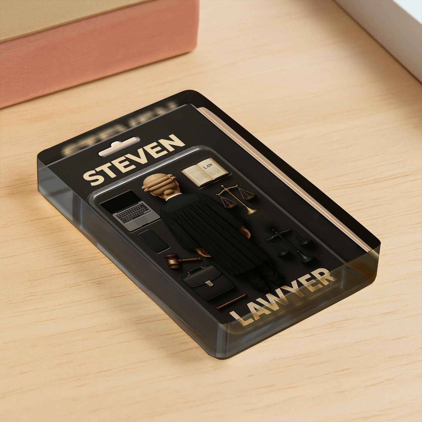 Inspirational Lawyer-Themed Acrylic Plaque Featuring Gavel, Scales of Justice