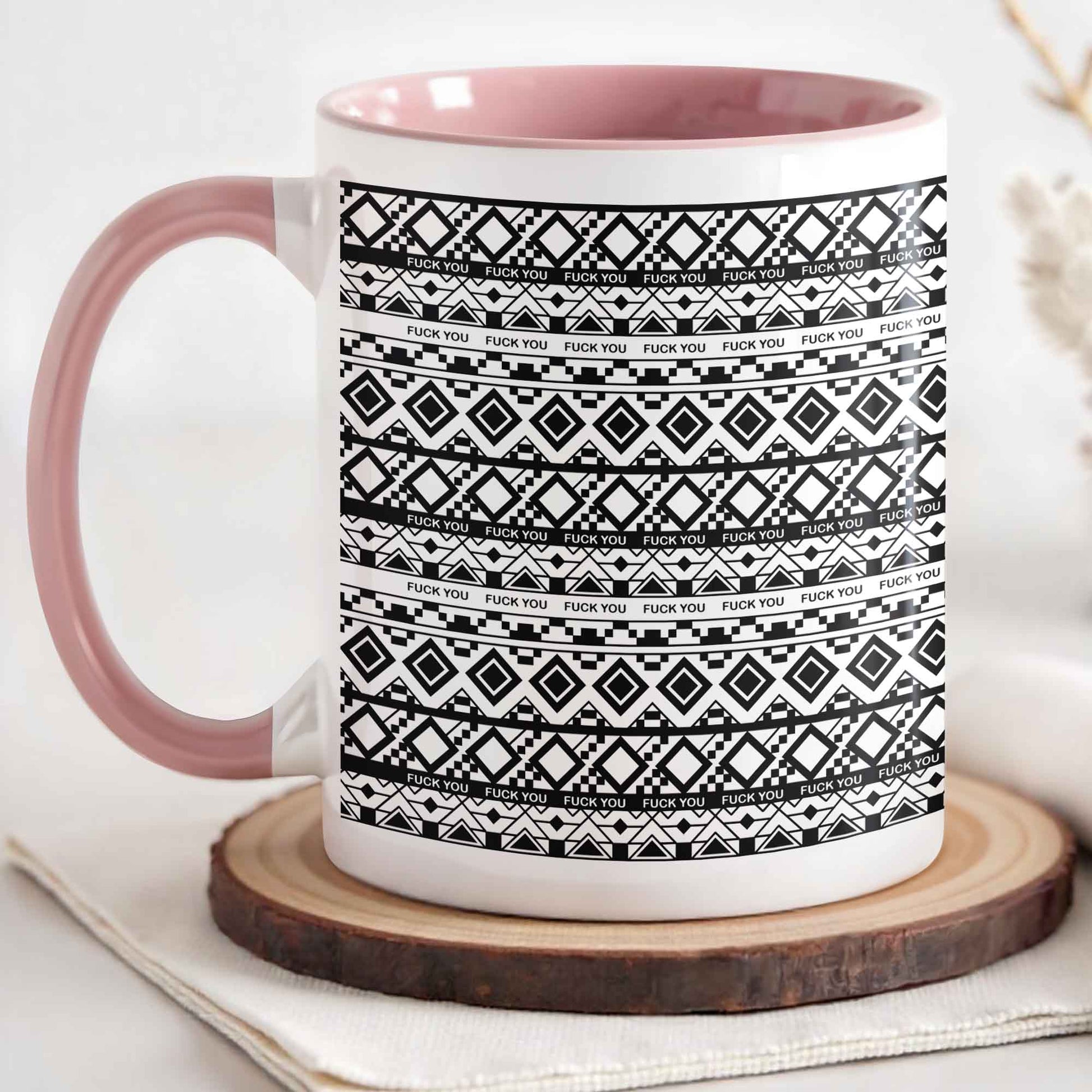 Bold Expression Accent Mug With Geometric Patterns