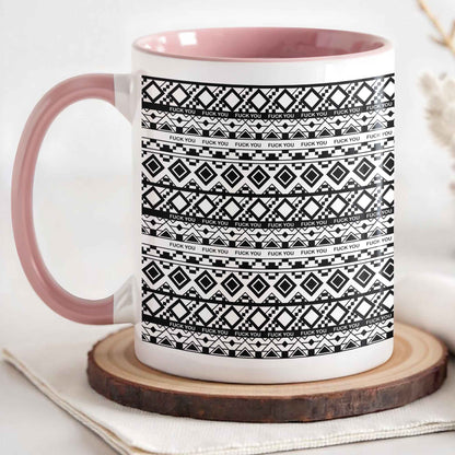 Bold Expression Accent Mug With Geometric Patterns