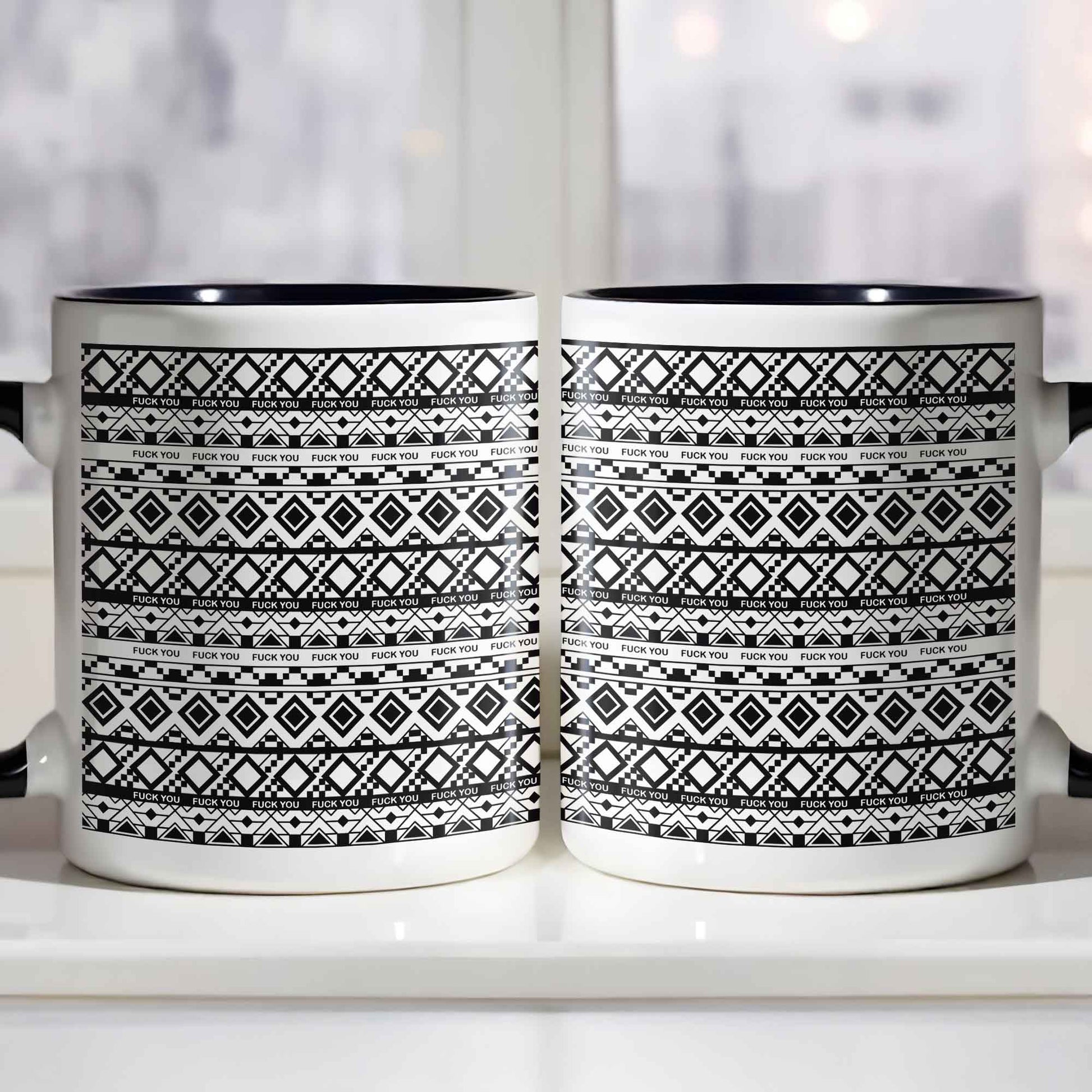 Bold Expression Accent Mug With Geometric Patterns