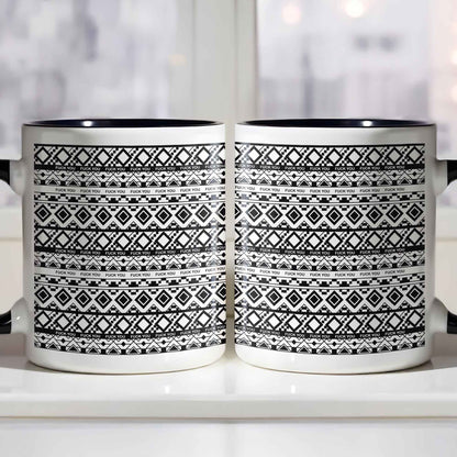 Bold Expression Accent Mug With Geometric Patterns