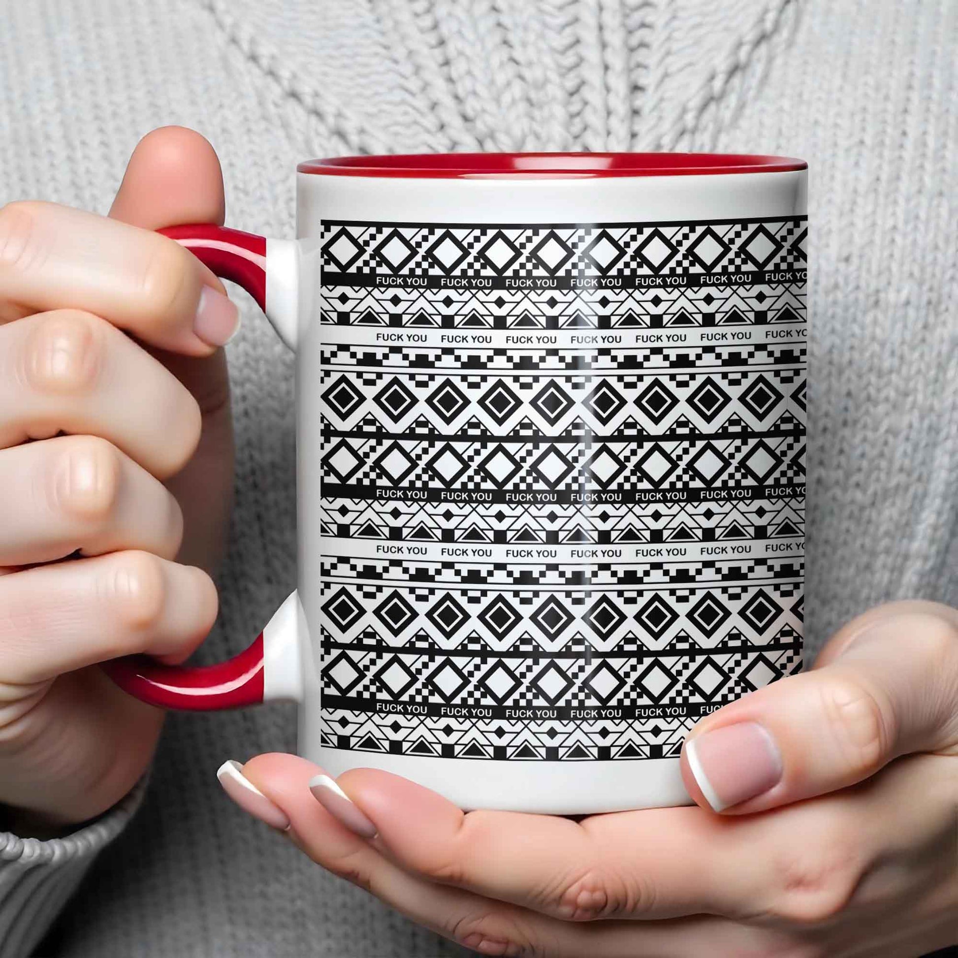Bold Expression Accent Mug With Geometric Patterns