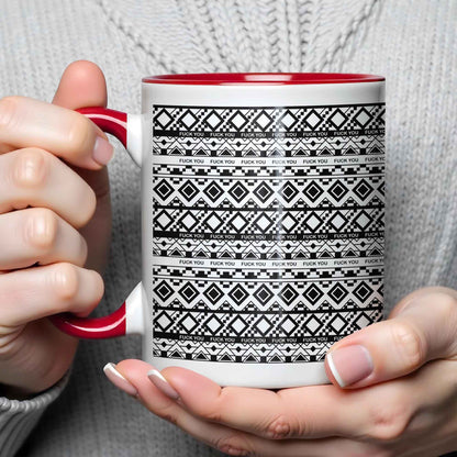 Bold Expression Accent Mug With Geometric Patterns