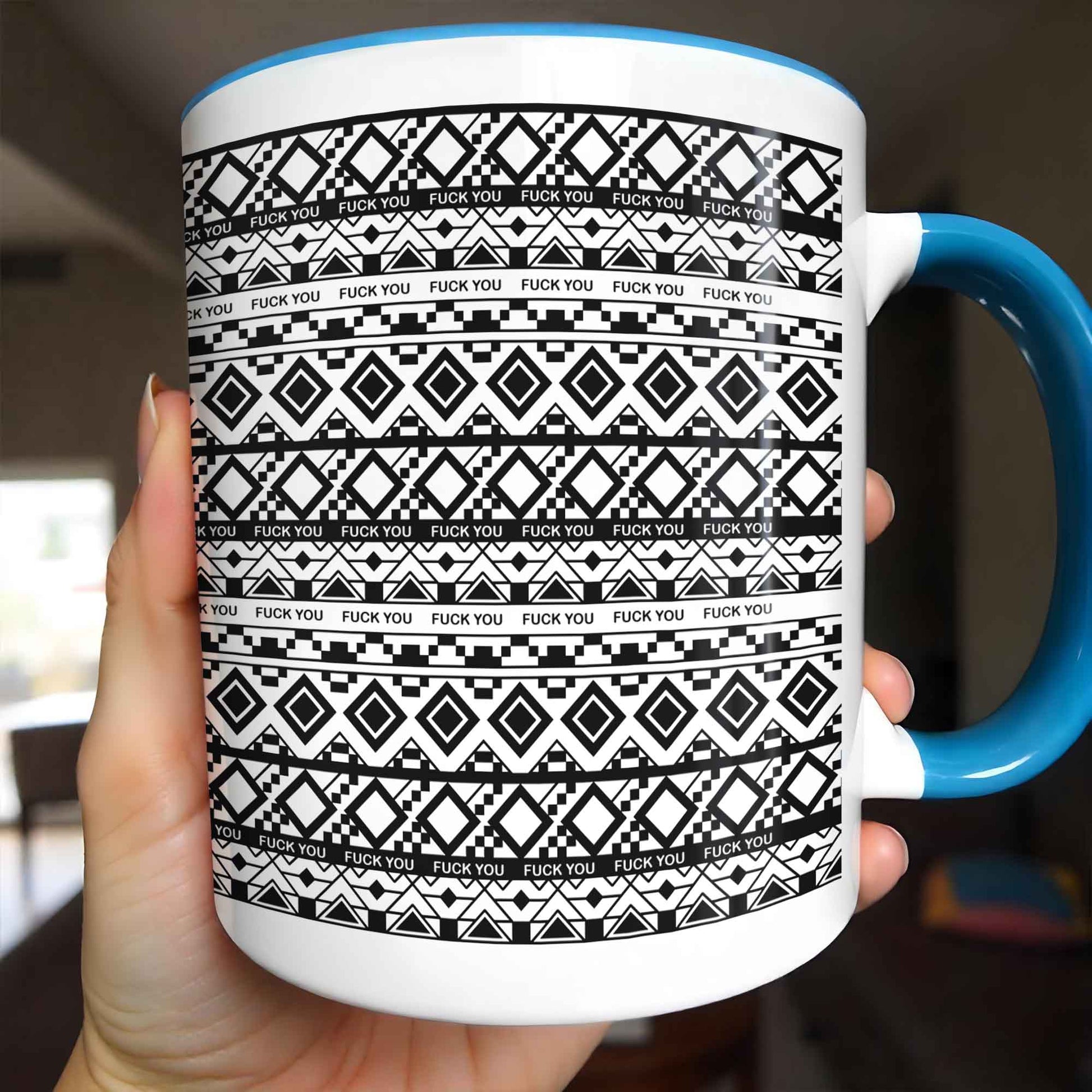 Bold Expression Accent Mug With Geometric Patterns