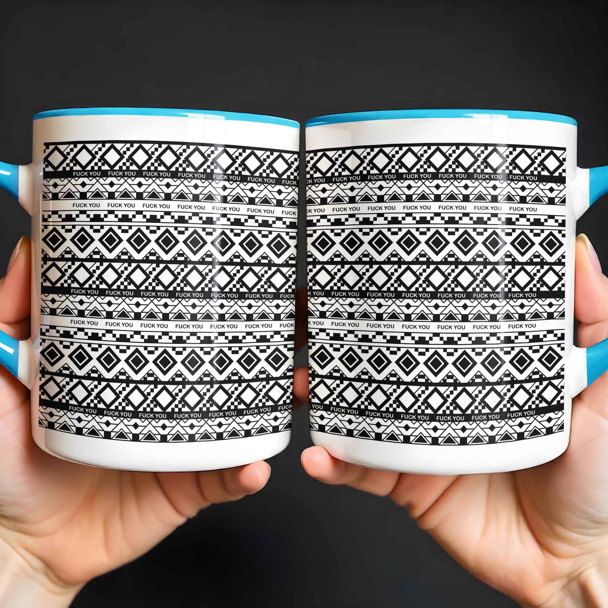 Bold Expression Accent Mug With Geometric Patterns