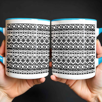 Bold Expression Accent Mug With Geometric Patterns