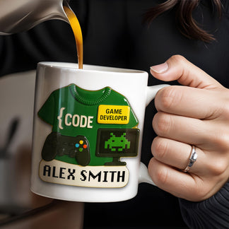 Code, Game Developer, Personalized Custom Coffee Mug, Gift for Gamers ...
