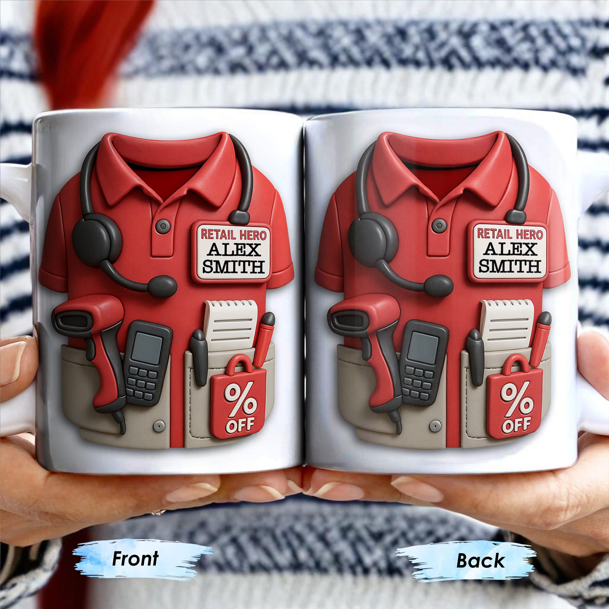 Celebrate Your Retail Hero, Shirt, Headset, And Discount Tag