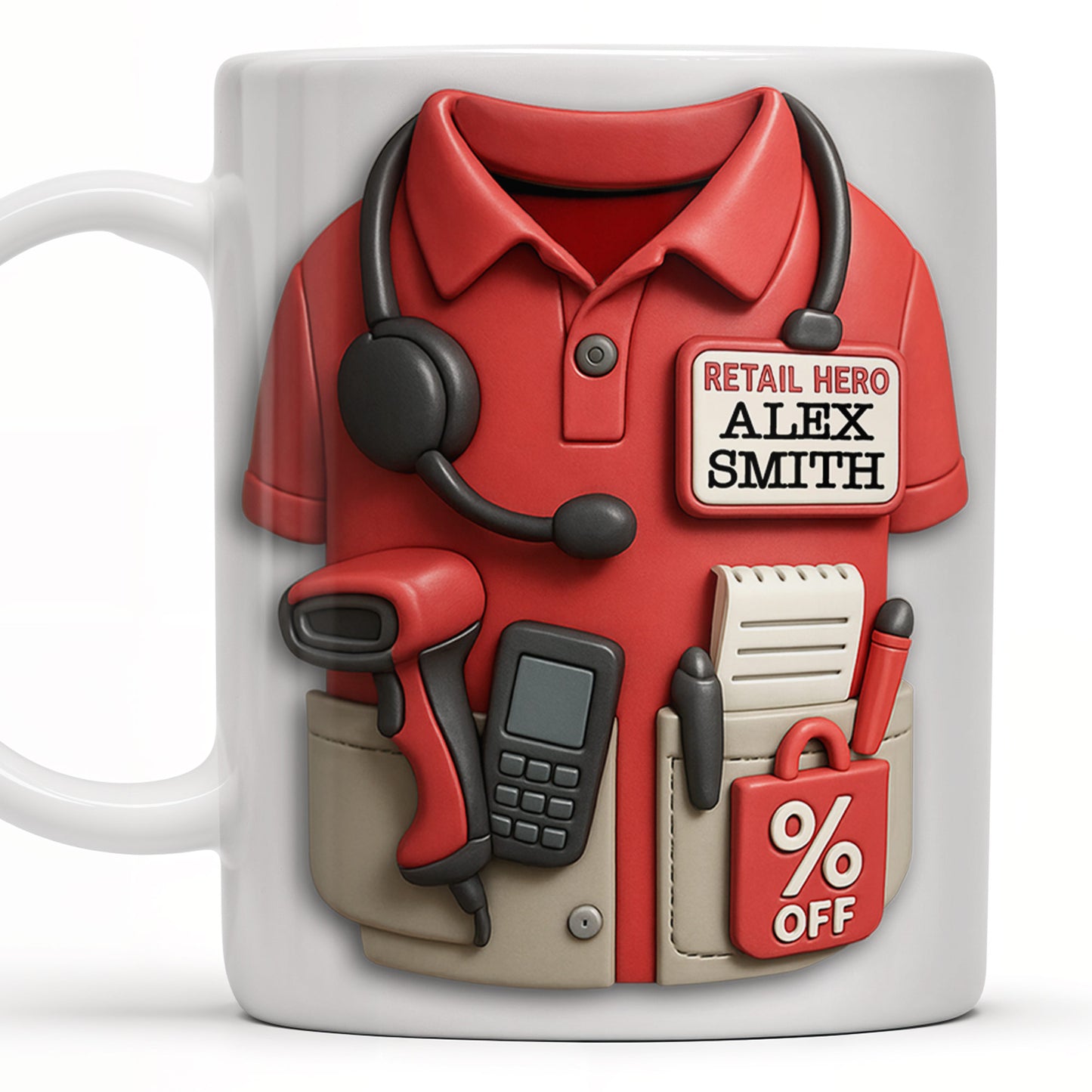 Celebrate Your Retail Hero, Shirt, Headset, And Discount Tag