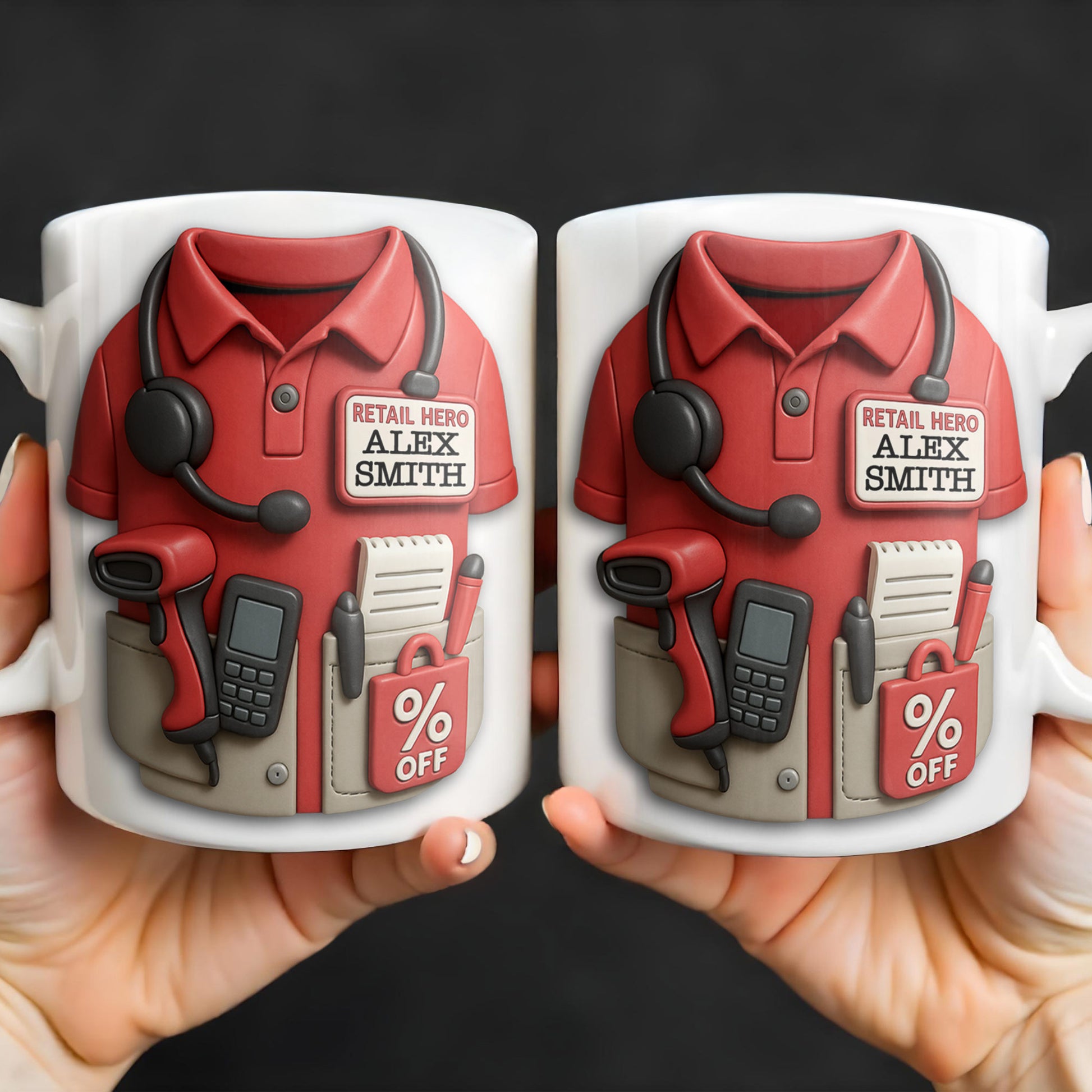 Celebrate Your Retail Hero, Shirt, Headset, And Discount Tag