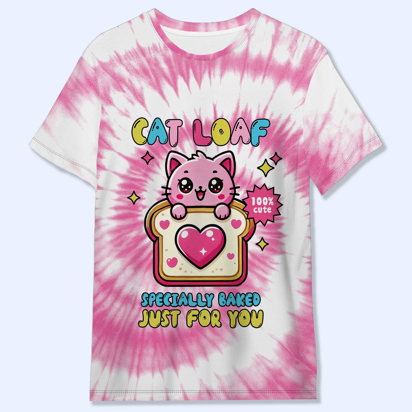 Pan de gato, horneado especialmente para ti: camiseta unisex personalizada con estampado completo - PET001_3T