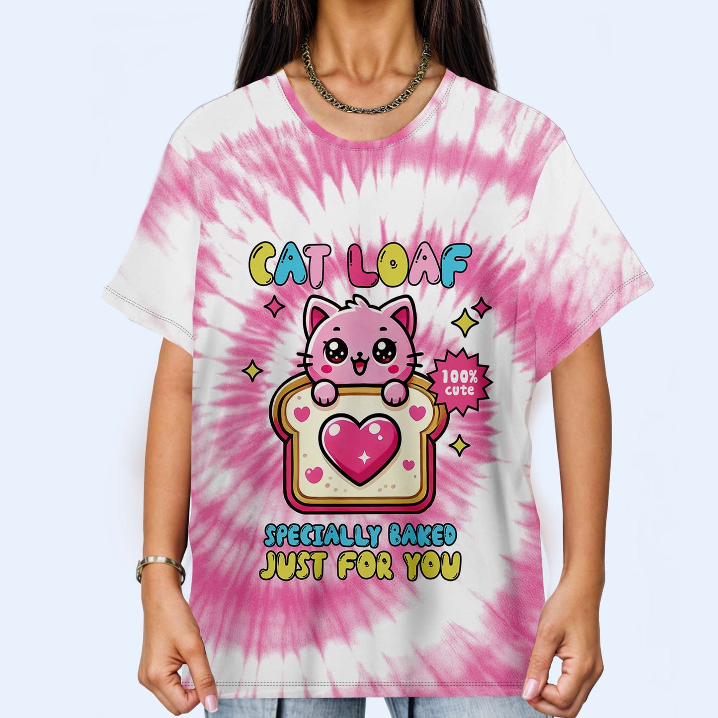 Pan de gato, horneado especialmente para ti: camiseta unisex personalizada con estampado completo - PET001_3T