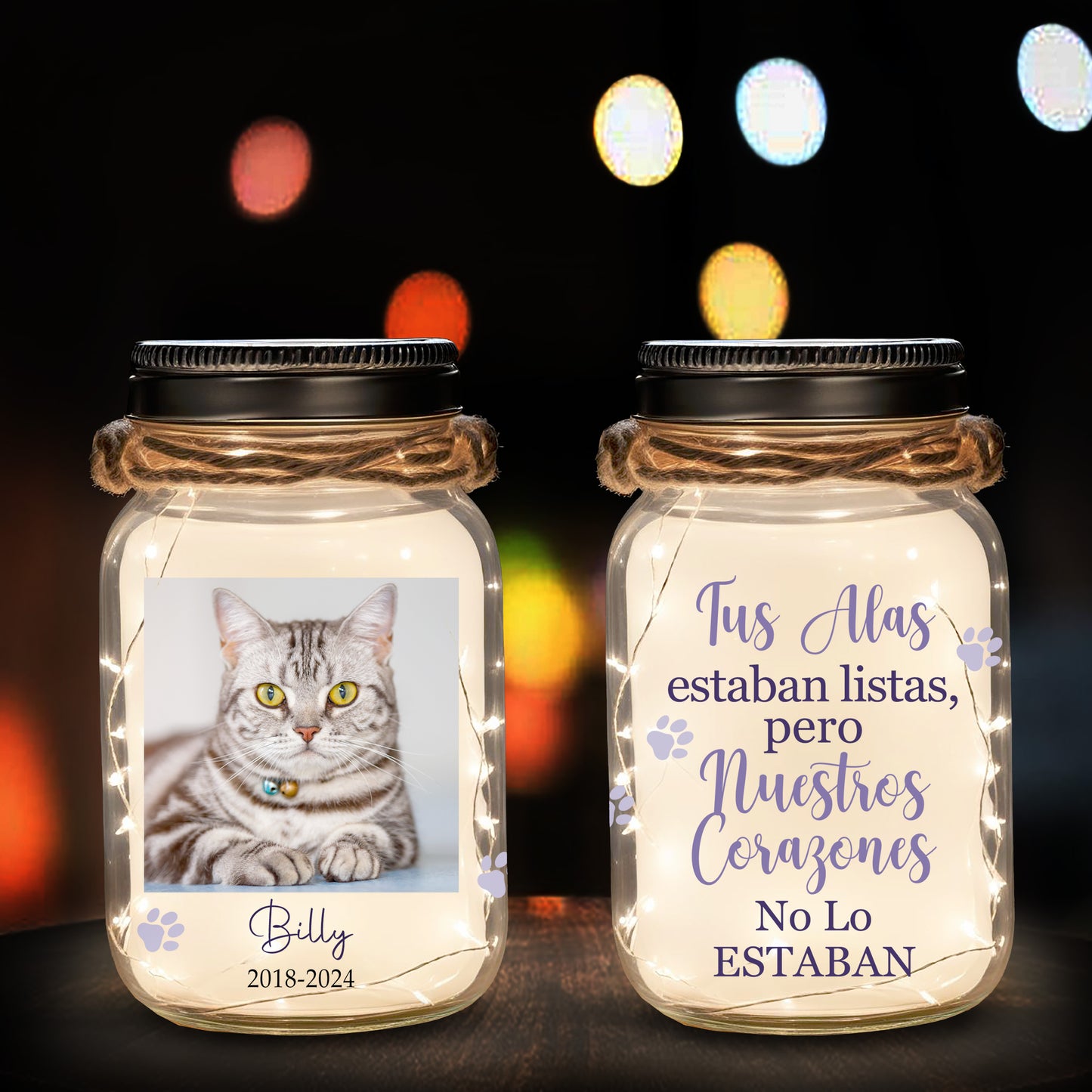 Tus Alas - Lámpara de tarro de albañil personalizada - PET002_JARL